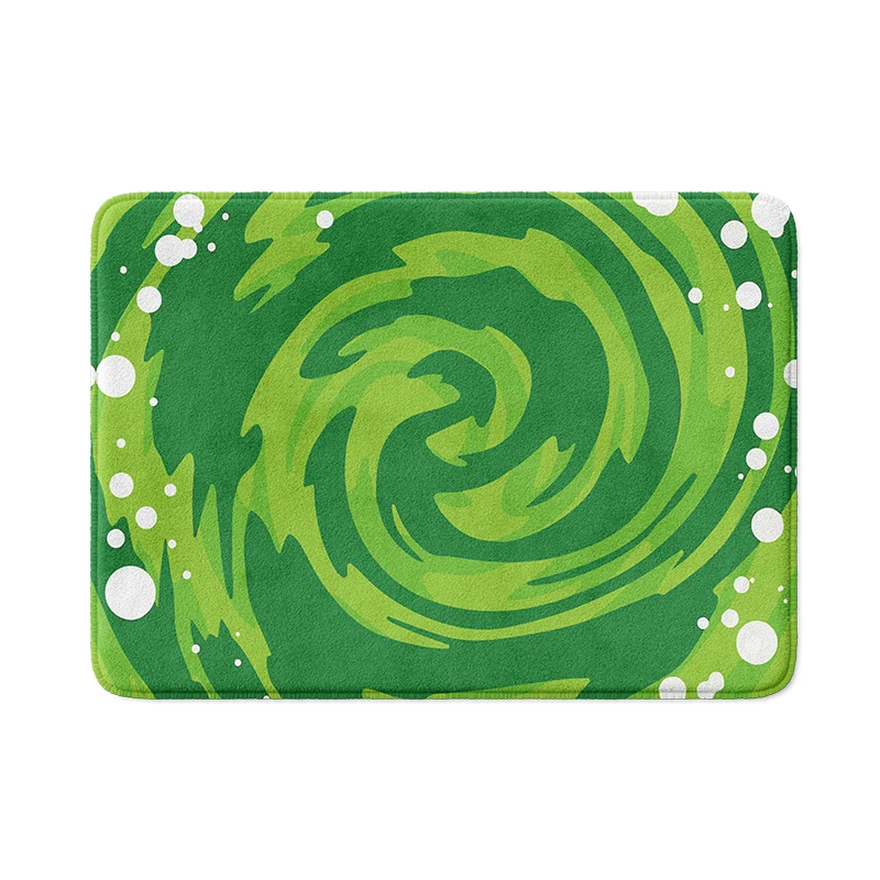 Aertemisi Portal Gun Green Portal Bath Mat with Non Slip Base Absorbent Super Cozy Flannel Floor Rug Carpet