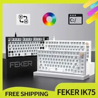 Feker Ik75 V3 Kit Wireless Mechanical Keyboard Ik75 Pro 75% Diy Kit Hot Swap Rgb Dial Knob Custom Keyboard Qmk+Via Silicone Pad