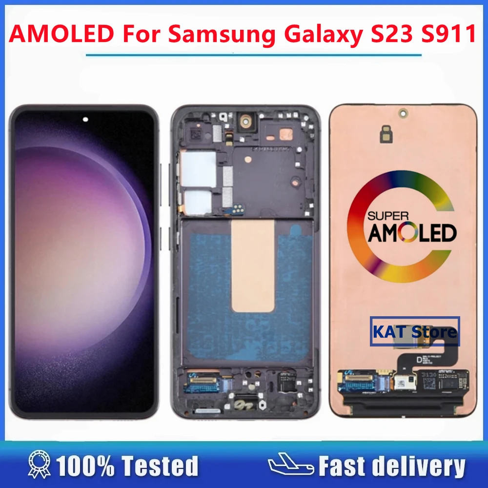 

AMOLED Compatible For Samsung Galaxy S23 5G SM-S911 S911 LCD Screen Digitizer Full Assembly With Frame Replacement