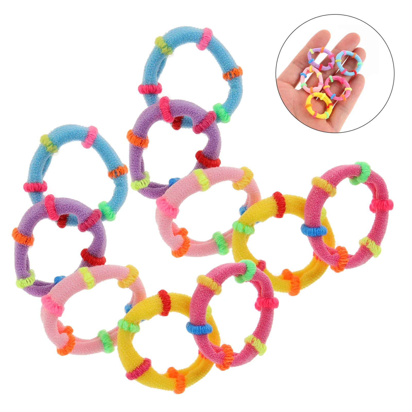 

200 шт. высокоэластичных маленьких резинок для волос из мягкого полиэстера для причесок-хвостиков, яркие конфетные цвета