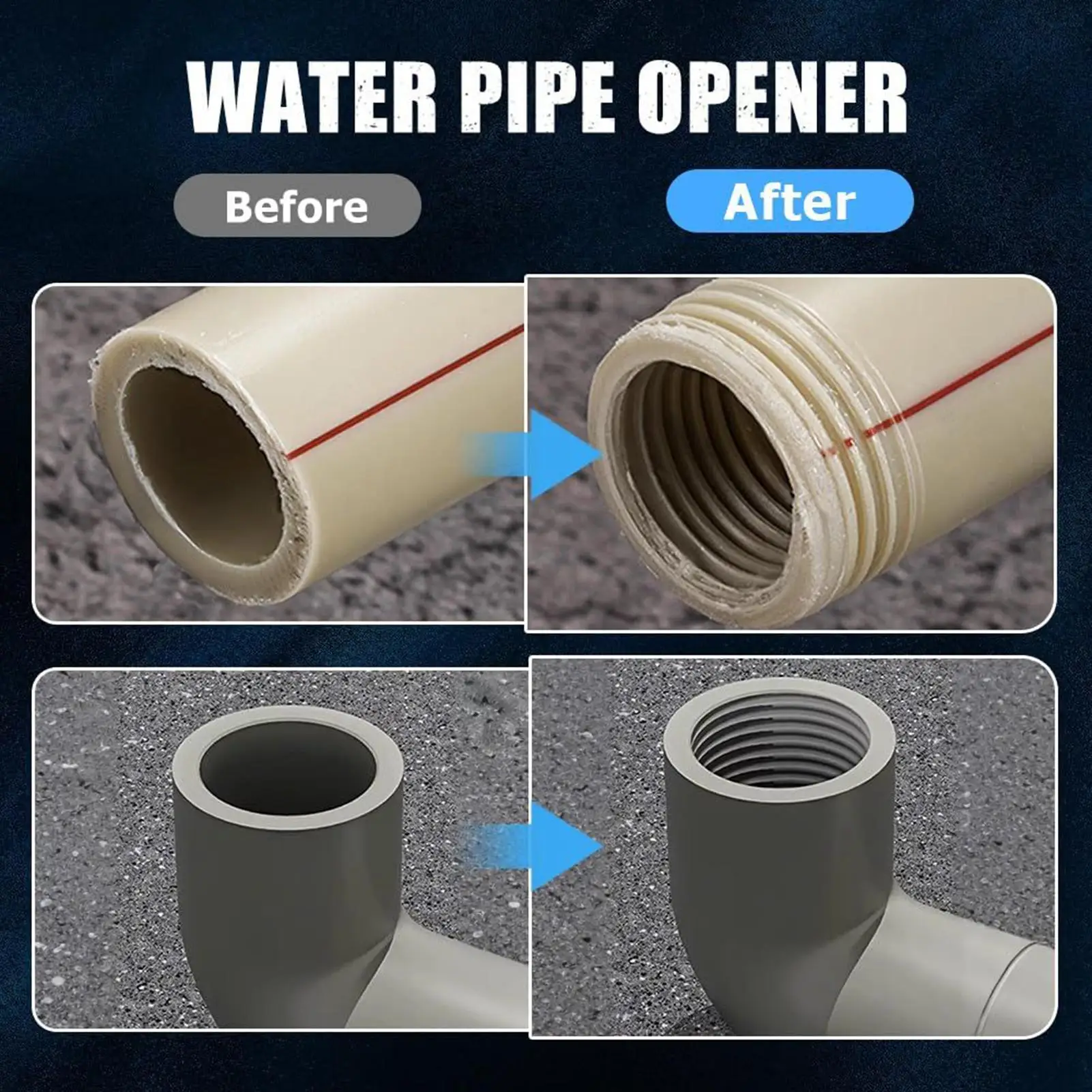 Utensile per filettatura in PVC Infila tubi dell'acqua Taglierina esterna interna integrata resistente all'usura per trapano elettrico professionale domestico
