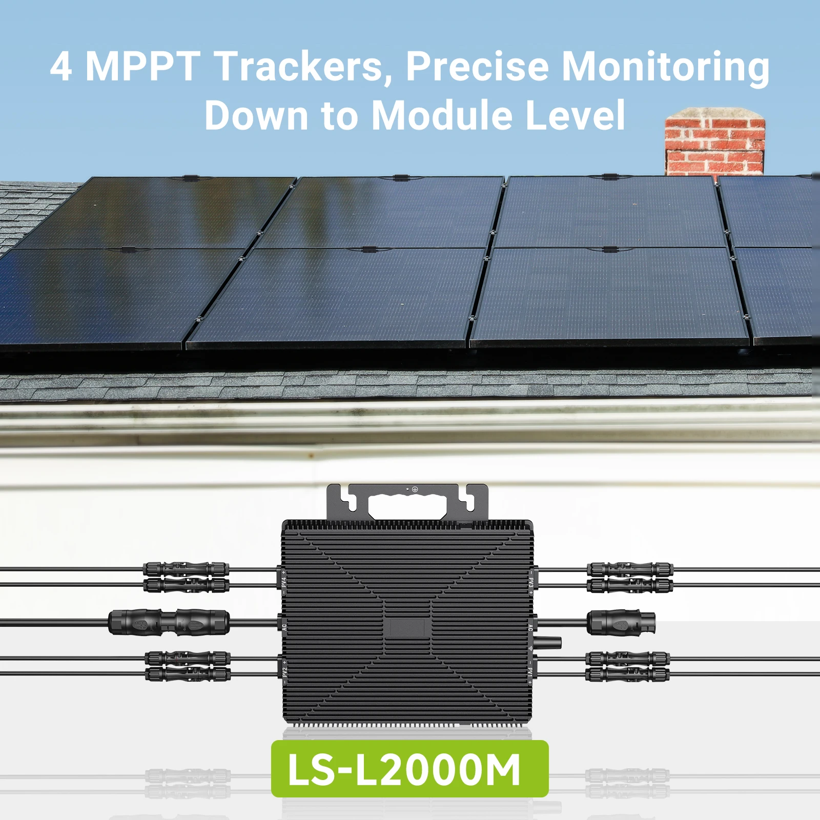 2000W Solar-Mikrowechselrichter 230V, 4 MPPT, WLAN-Smart-Überwachung, IP67, Netzgekoppelter PV-Wechselrichter für Heimsysteme – Detail 10
