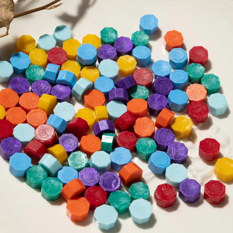 Sac de Granulés de Cire Octogonale Multicolore, Ruban Macaron Assressenti, Poudre d'Or, Sable NING