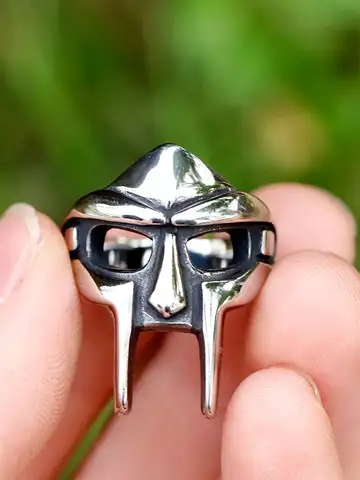 Vintage Classic Goth Hip Hop Mf Doom Mask Rings For Men Boys Punk Egyptian Pharaoh Stainless Steel Ring Fashion Jewelry Gif