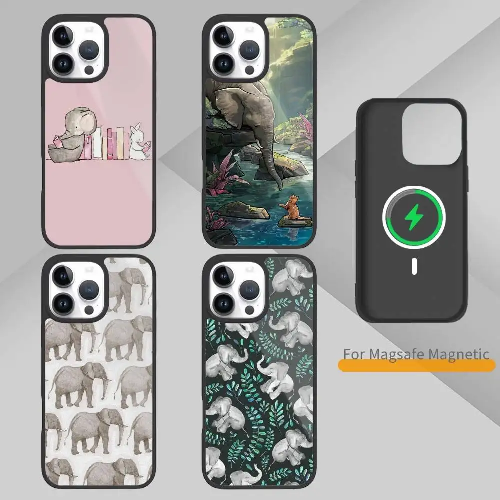 

Animation Animal E-Elephant Phone Case For iPhone17,16,15,14,13 Plus,Pro Max Magnetic For Magsafe Wireless Charging