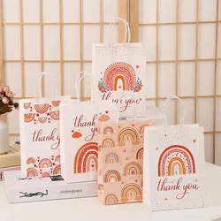 Stobag, Rainbow Thank You Gift Bags, Reusable Kraft Paper Totes for Birthday Parties, Weddings, and Baby Showers, 12/30pcs