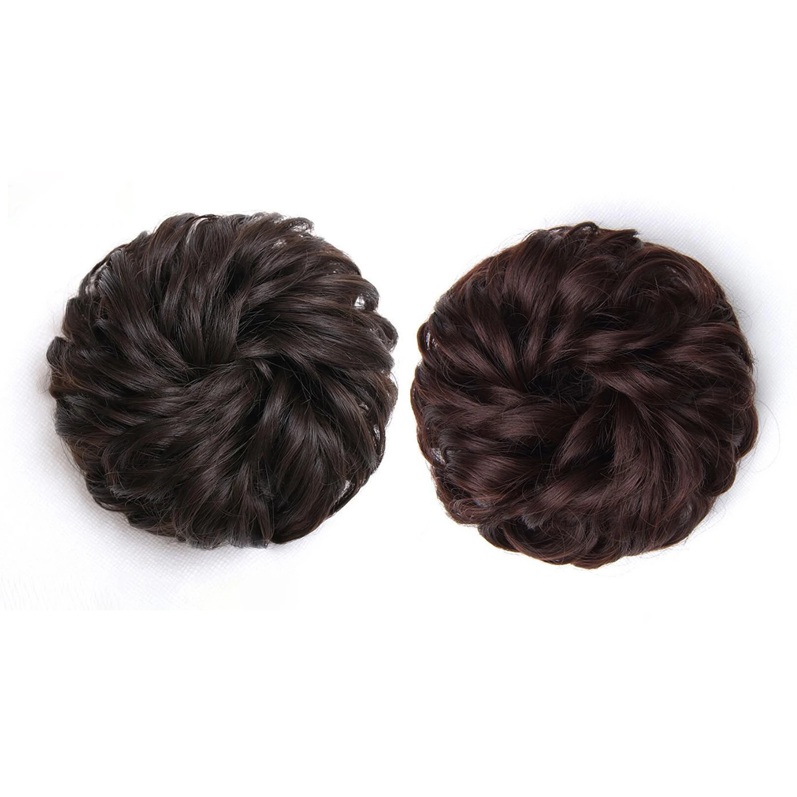 بني داكن أسود كعكة الشعر الاصطناعية دونات التفاف كعكة صانع للنساء رقيق شعر مستعار نفخة ذيل حصان حامل للحزب