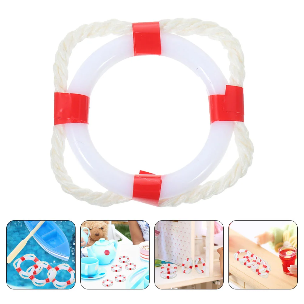 10 Pcs Mini Life Buoy House Ornaments Simulated Swim Ring Plastic Decoration Rings Small