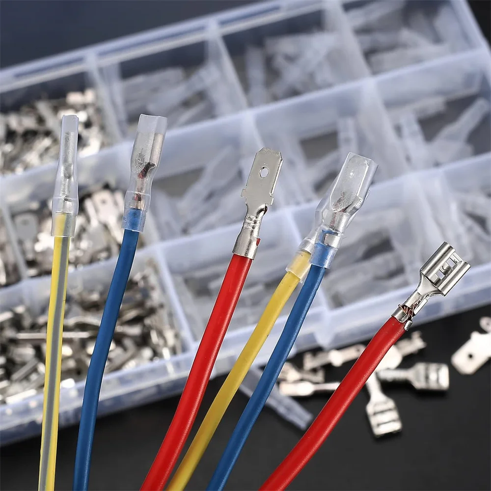360 Pcs 2.8/4.8/6.3mm Male and Female Wire Spade Connectors, Quick Splice Crimp Terminal Block with Insulating Sleeve Kit