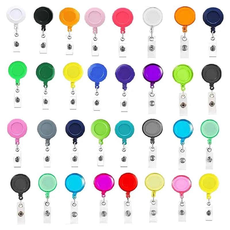 

50 Pcs Retractable Badge Reel Clips Holder Mixed Solid Color Nurse Students Doctor ID Badge Holder for Hanging ID Card