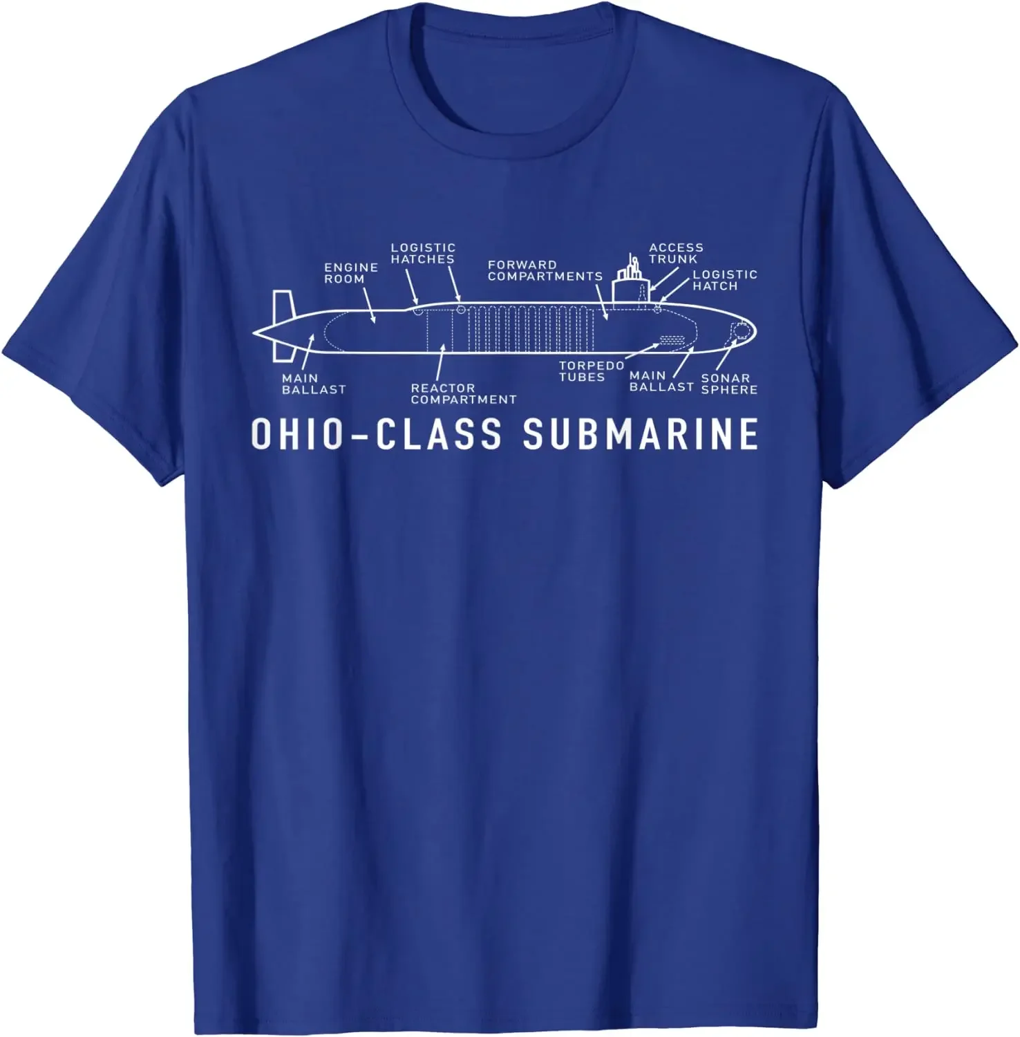 Ohio-Class Nuclear Submarines Infographic Blueprints Men T-Shirt Short Sleeve Casual Cotton O-Neck Summer Shirt