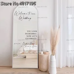 DIY Name Welcome Wedding Sign Stickers Personalized Wedding Mirror Wall Stickers You Look Incredible Decals Wedding Welcome Sign
