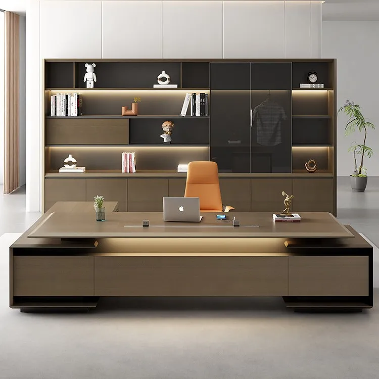 

Легкий роскошный, простой и современный элитный офис, президент стола, офисный стол и стул, комбинированный босс