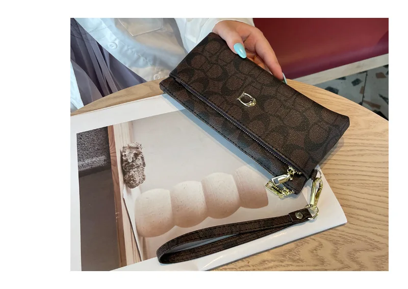 Neue Reißverschluss-Langbörse für Damen & Herren, Geldbörse mit mehreren Kartenfächern, Handgelenk-Clutch, Kartenhalter, Münzfach, Geldfach. – Detail 1