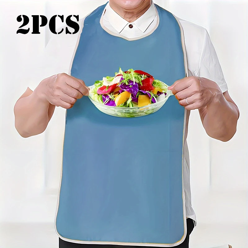 Adult Bibs for Eating Dining Clothing Protector for Elderly and Adults Adjustable Thick Fleece Machine Washable Towel Mouth Wipe