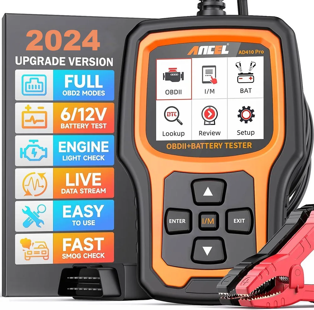 Ancel AD410 pro OBD2 Scanner & 6V/12V Car Battery Tester OBD2 Code Reader Erase Error Codes Check Engine Car Diagnostic Tool