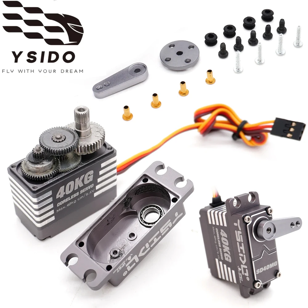 

YSIDO Large Torque SD40MG 40KG IP67 Waterproof Servo 180° Full Aluminum Case Servo Stainless Steel Gear for 1/10 1/8 RC Car