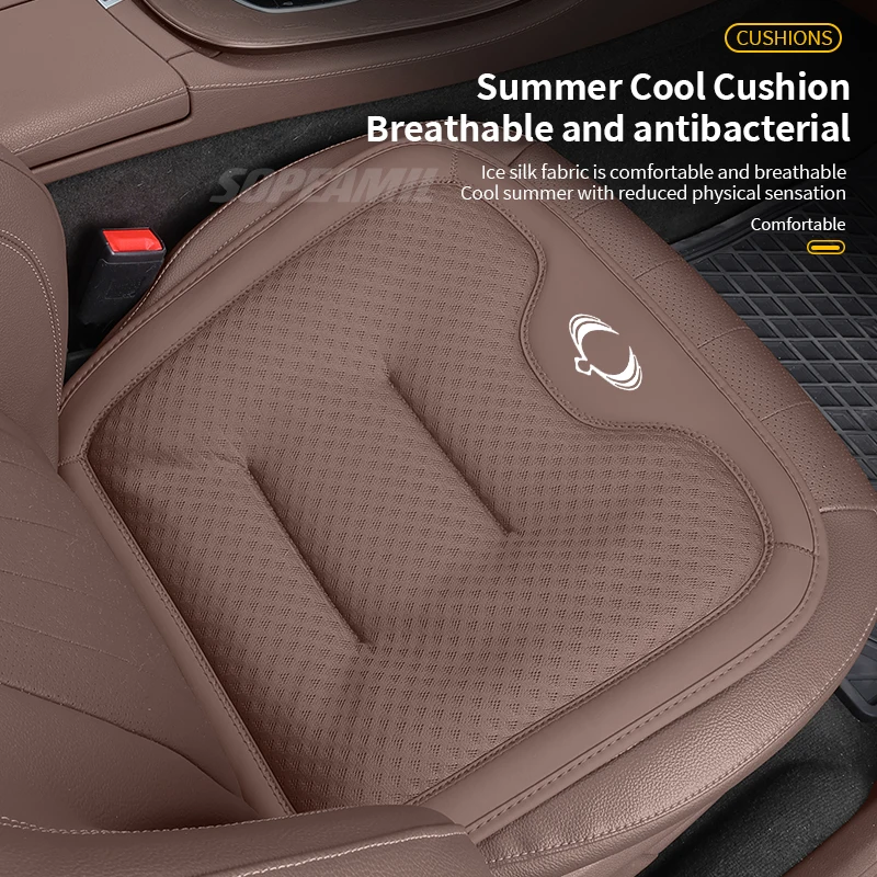 Car Seat Cushion Cover For SsangYong Motor KG Mobility Torres Korando Rexton Musso Rodius Breathable Ice Silk Seat Protector Pad