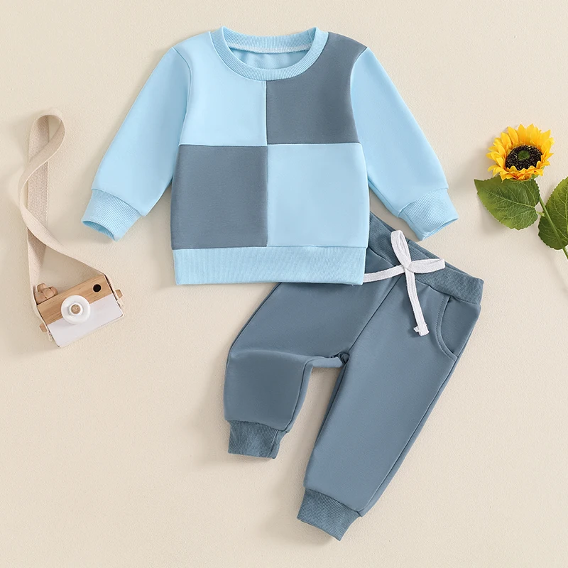 2024-05-27 Lioraitiin Baby Boy 2Pcs Fall Outfits Long Sleeve Pocket Henley Tops + Pants Set Spring Clothes