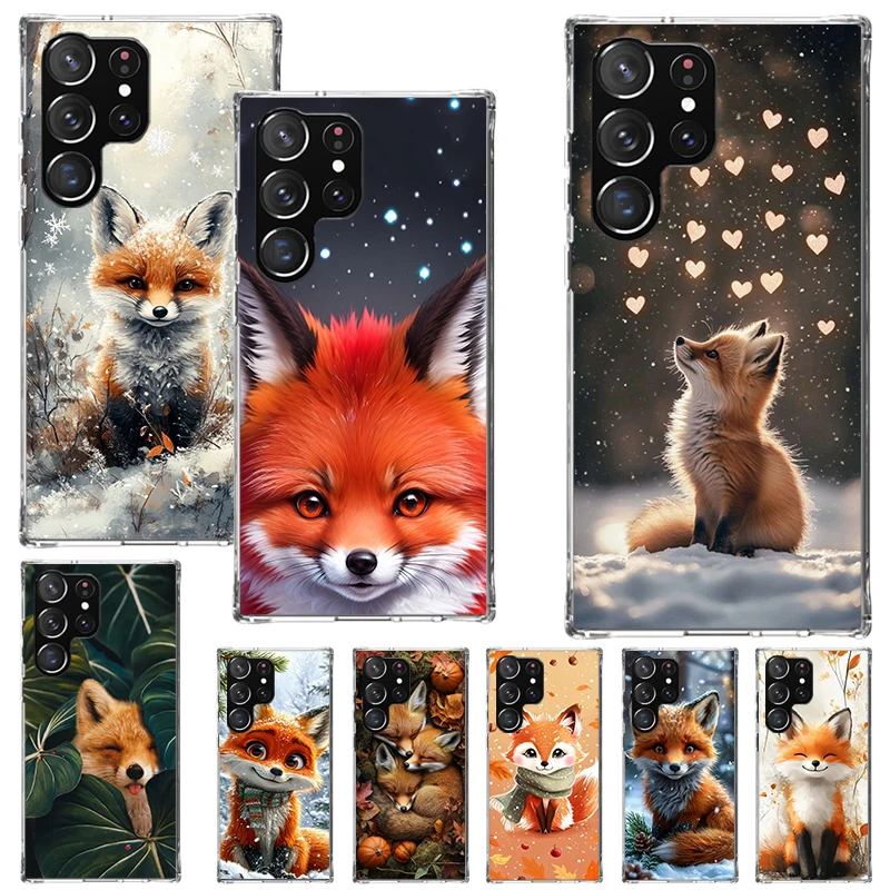 Funda blanda con estampado de zorro Animal para Samsung Galaxy S25 S24 S23 S22 Ultra S21 Plus S20 FE, carcasa de teléfono S10 + funda con patrón