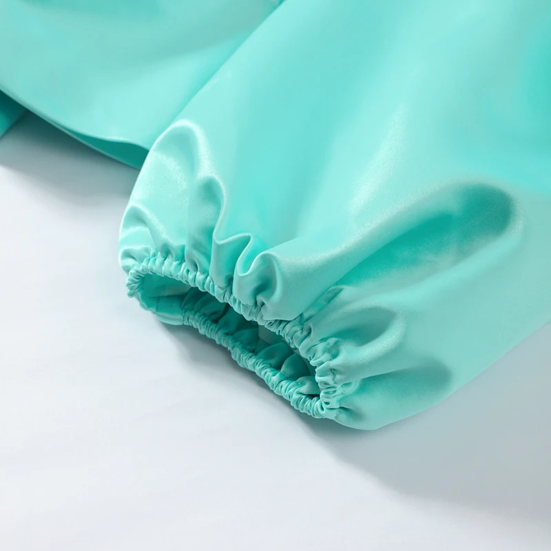 Übergroße, taillenbetonte, glänzende Oberflächenmäntel für Damen, Street-Style, Stehkragen, Laternenärmel, einfarbige, lockere Jacken, schicke Oberbekleidung – Detail 10