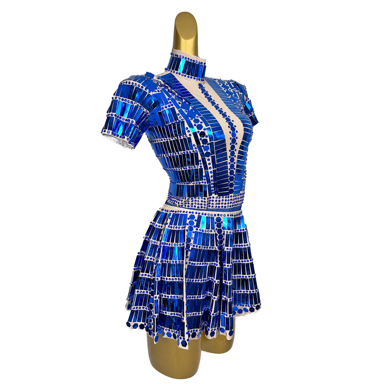 Shiny Blue Sequins Dancer Stage Dress Set Party Celebritv Women Nightclub Dress Showgirl Performance Costumes Lianghuanghuang