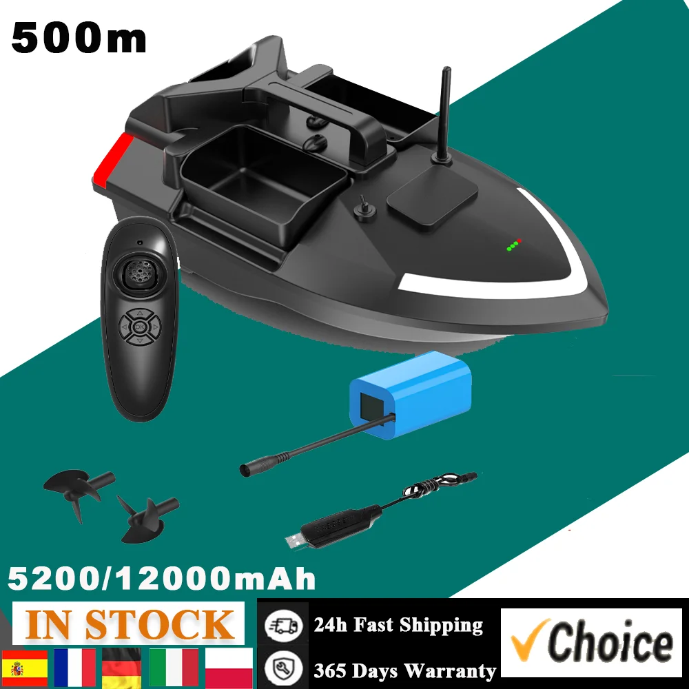 Fishing Bait Boat 500m Remote Control Bait Boat Dual Motor Fish Finder 2KG Loading Support Automatic Cruise/Route Correction