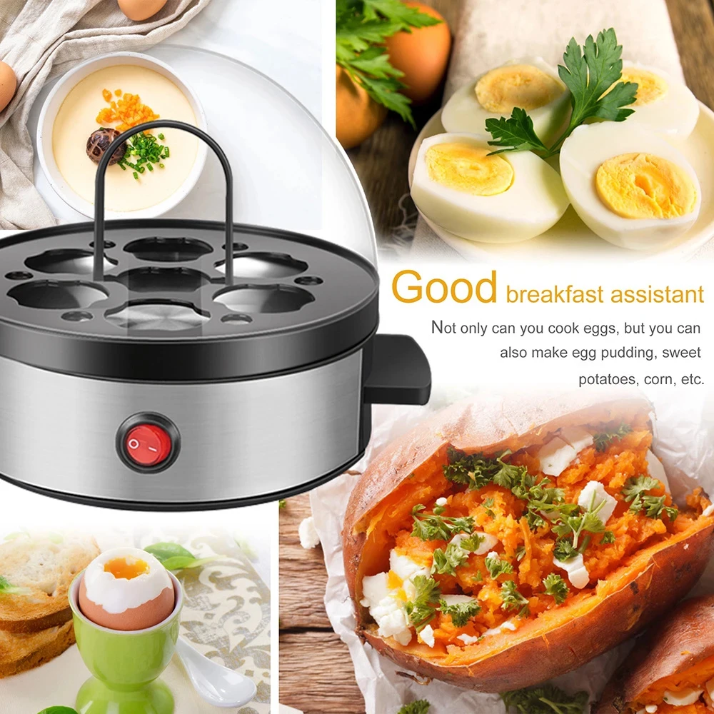 350W Electric Egg Boiler 7 Eggs Steamer Multifunctional Cooker with Auto Shut Off for Omelet Soft Medium and Hard Boiled Eggs