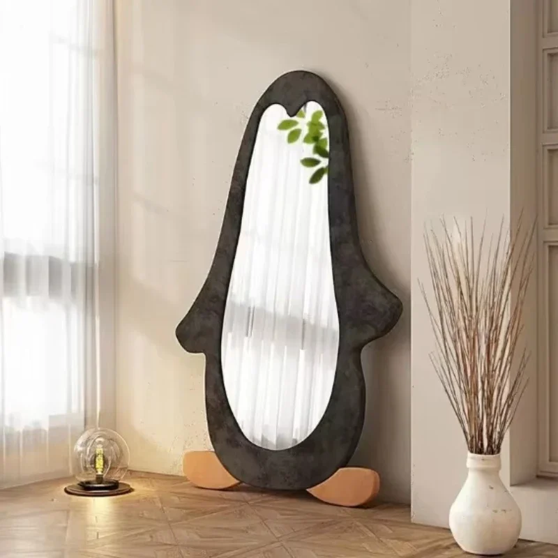 

Cartoon Penguin Makeup Mirror Living Room Girl Bedroom Floor Mirror Light Luxury Cute Full Length Mirror