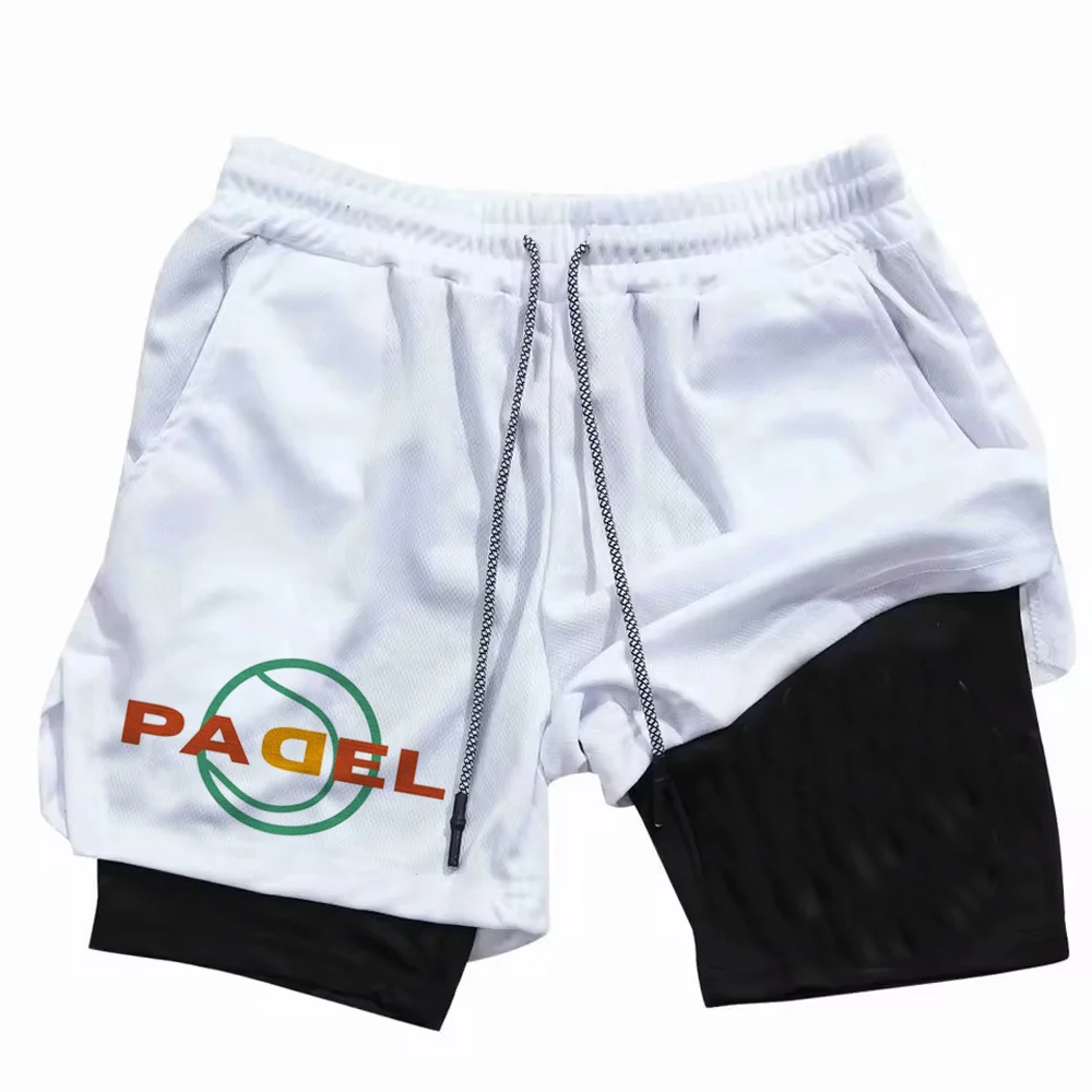 Padel shorts Fitness Training  Breathable  gym  2 in 1 Sports Compression  Double Deck Athletic man
