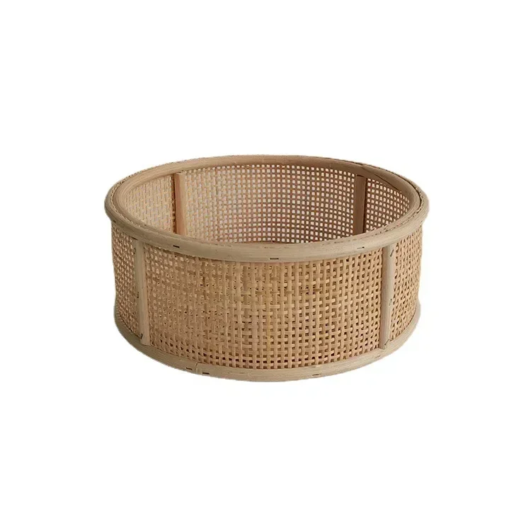 Custom round rattan basket storage storage rattan basket Bo white hand-woven rattan basket