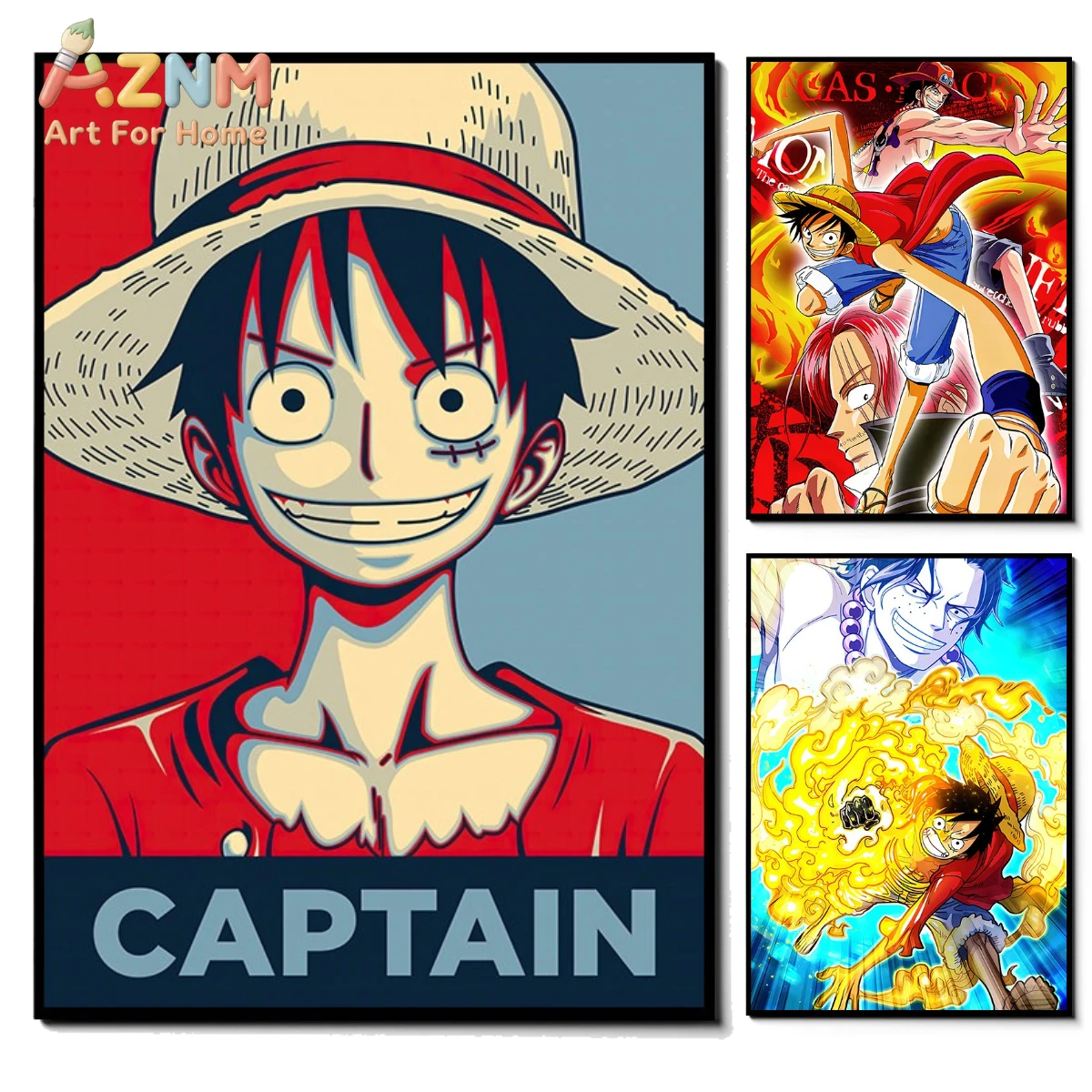 Póster de lienzo sin marco de One Piece Luffy, obra de arte de anime japonés de alta definición para decoración del hogar, sala de estar y dormitorio