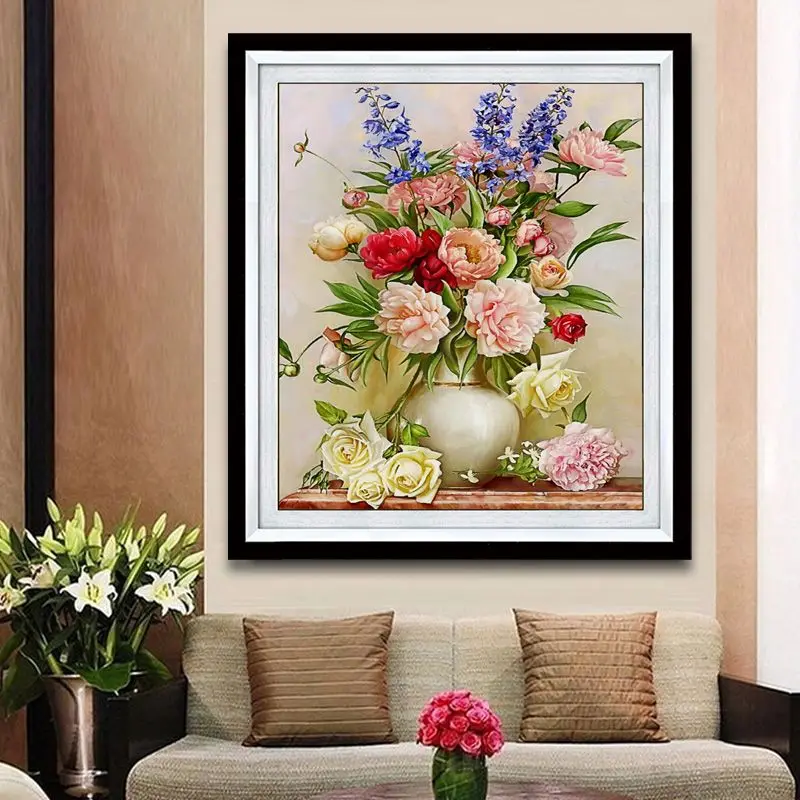 Selling handmade cross stitch finished products, living room with new styles of blooming flowers, wealth, and luxury, royal