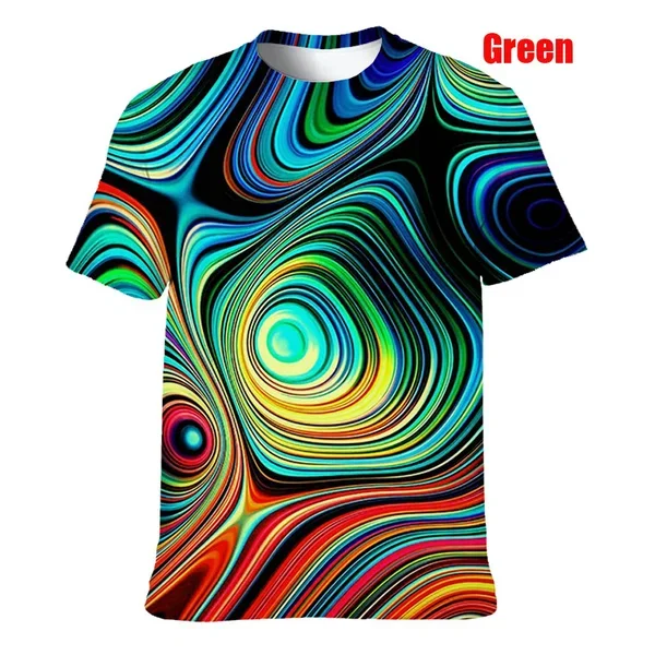 Summer Colorful T-Shirts Loose Comfortable Personality Short Sleeve for Men 3D Printed Neon Abstract Tee Shirt