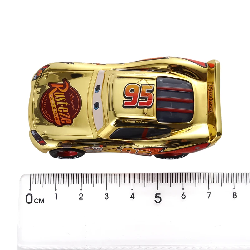 Cars Disney Pixar Cars 2 3 Lightning McQueen Golden Model Car 1:55 Diecast Vehicle Metal Toy Car Kids Birthday Gifts