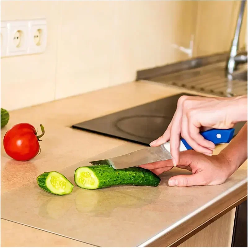 Anti-slip acrylic cutting board, upgraded thickened transparent cutting board with edge along the countertop. Acrylic cutting bo