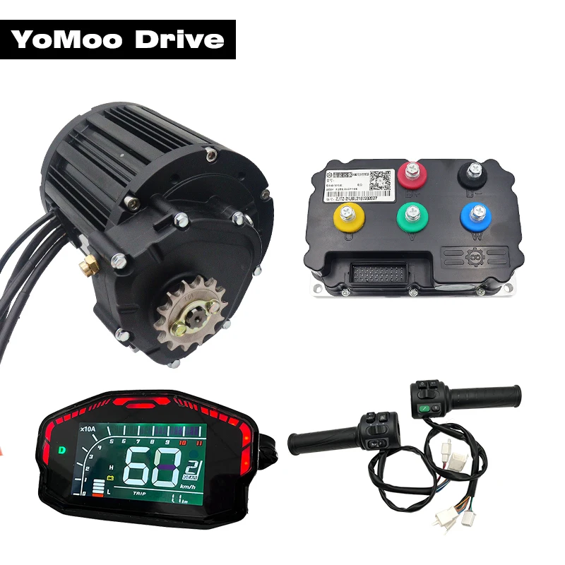 QS138 90H 4KW V3 Mid Drive Motor with BLDC Fardriver ND72530 Controller and ONE-LIN DKD Display T08 Throttle