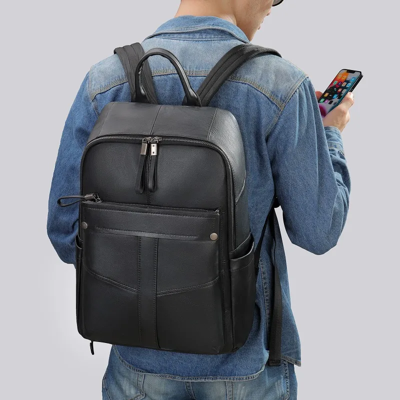 

High-quality Leather College Backpack – Made From Genuine Leather, Featuring A Large Capacity and Designed As A Shoulder Bag