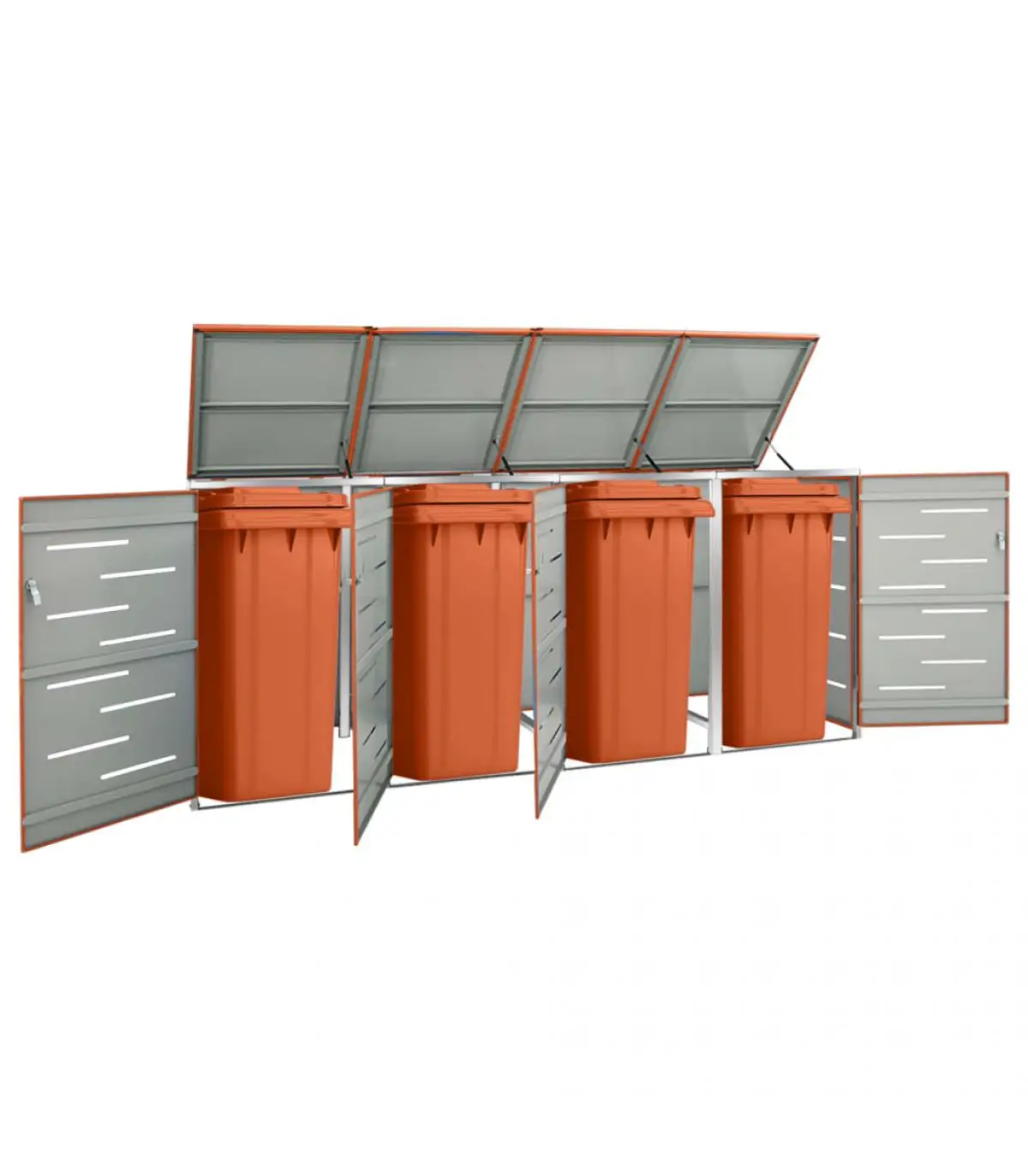 276,5x77,5x115,5 cm stainless steel quadruple container shed waste container holders