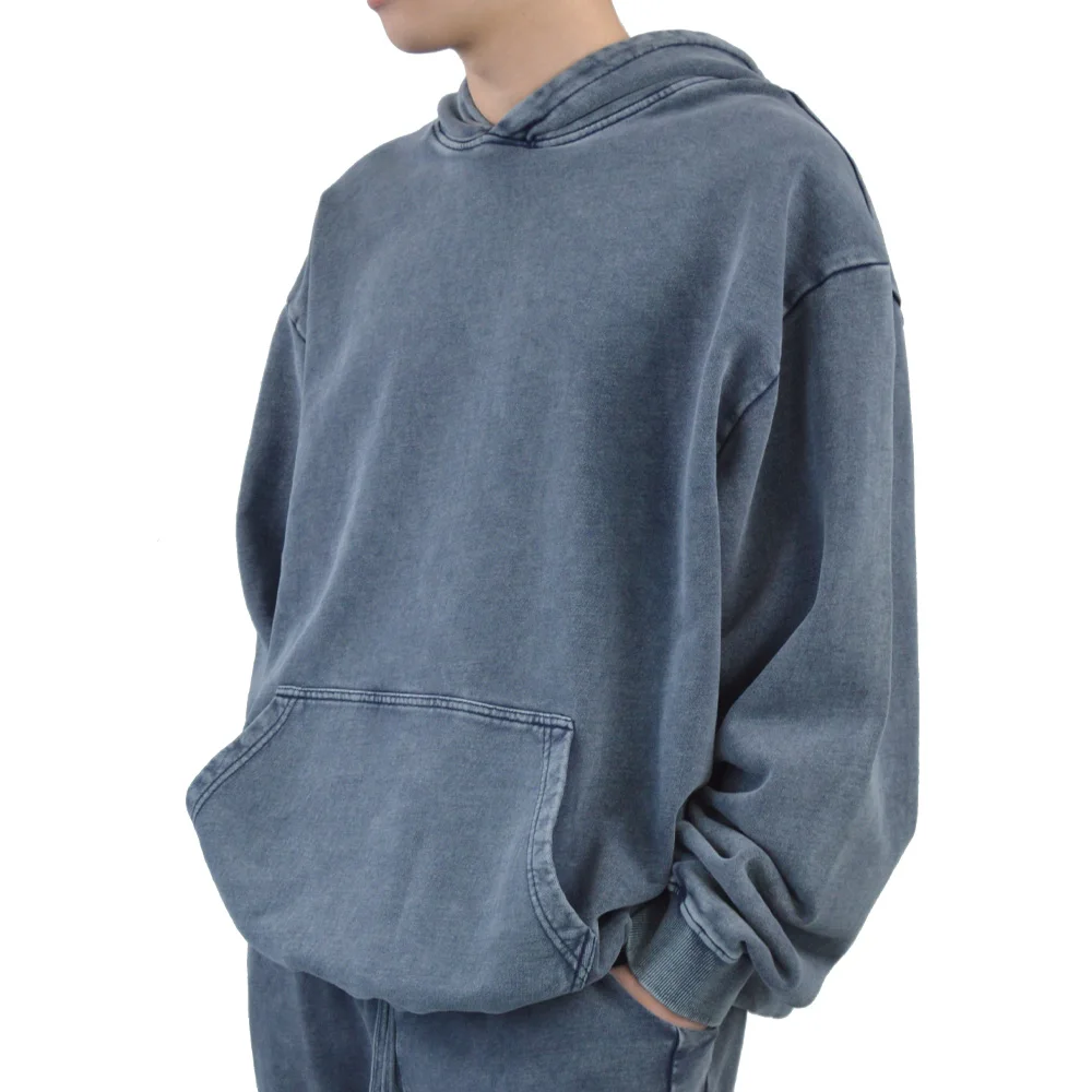 ハイエンド Y2k 新しいパーカー & スウェットメンズデニム長袖ストリートプルオーバーフード付きパーカーアウトドアカジュアル固体トップス