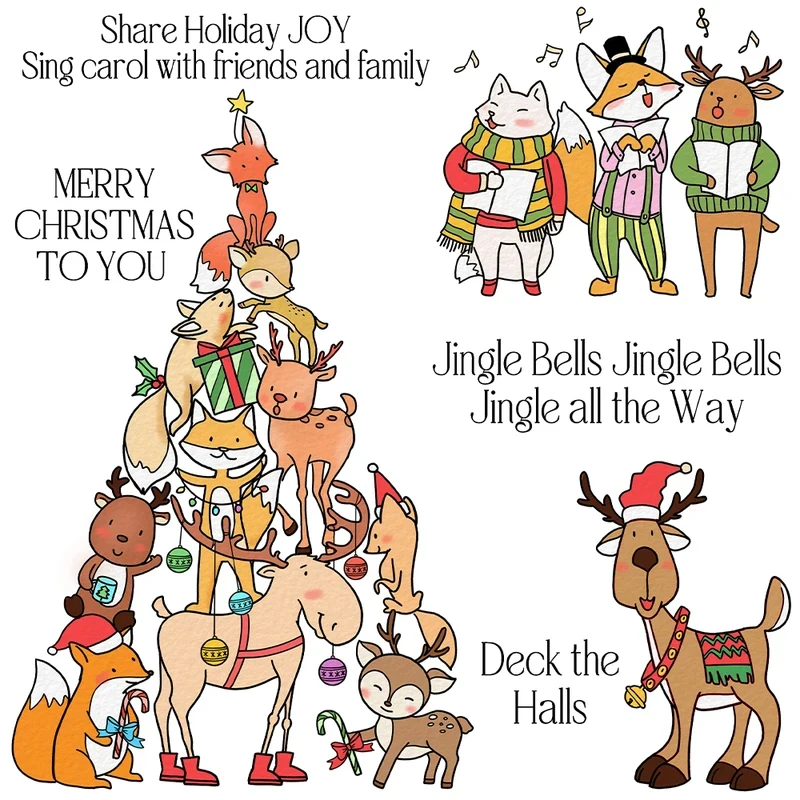 

Christmas Tree Animals Cutting Dies Clear Stamp DIY Scrapbooking Metal Dies Silicone Stamp for Cards Albums Decor