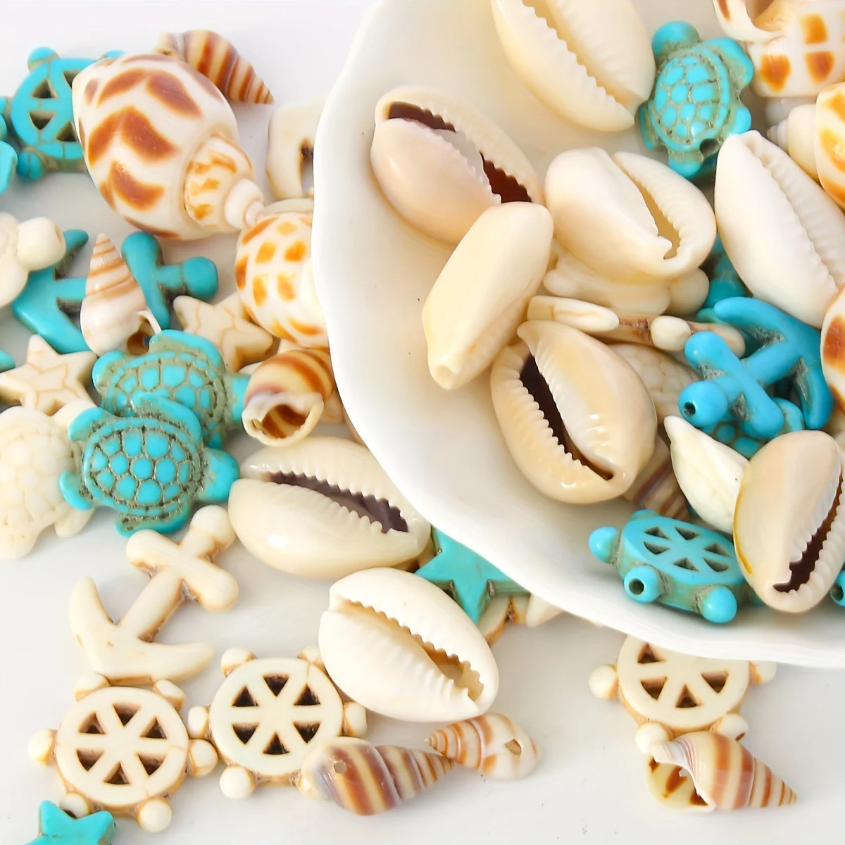 65pcs Size Random Natural Shells, Seashells, Stars, Turtles, DIY Handmade Materials, Bracelets, Necklaces, Earrings, Accessories