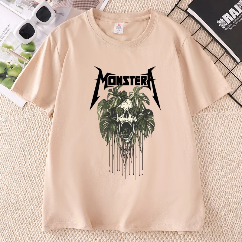 Monstera Skull T-Shirt, Gothic Botanical T-Shirt, Dark Plant Aesthetic Tee, Unisex Cood Dad T-Shirt, Vatertagsgeschenk, Herrenbekleidung – Detail 5