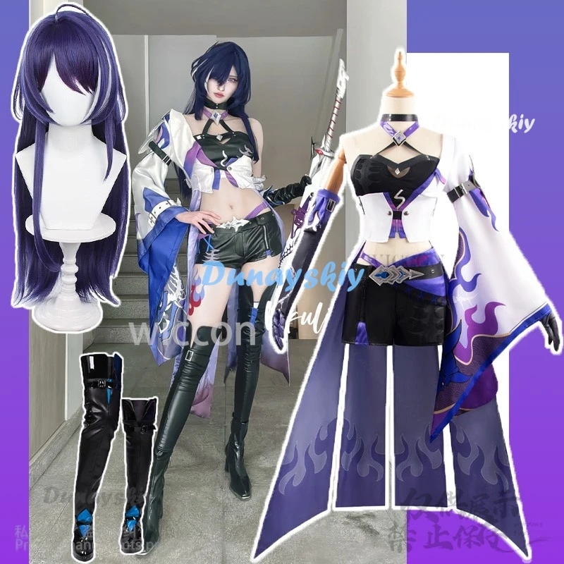 Acheron Cosplay Anime Game Honkai Star Rail Costume Sexy Uniform Dress Wig Shoes Full Set Women Role Play Halloween Customized