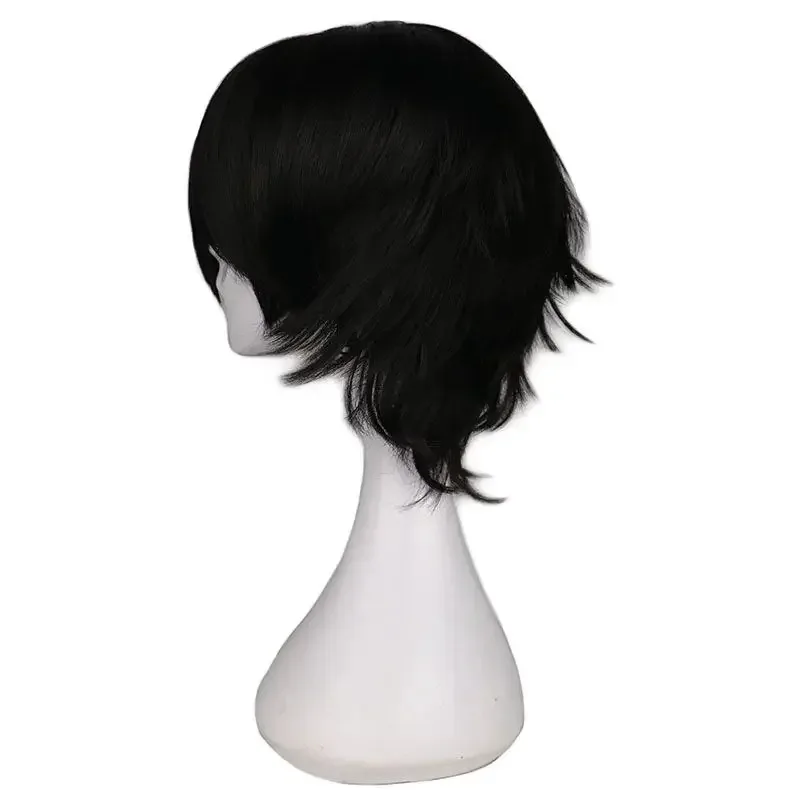 

2025 aaa QQXCAIW короткий прямой парик для косплея, мужской черный, высокотемпературное волокно, парики из синтетических волос