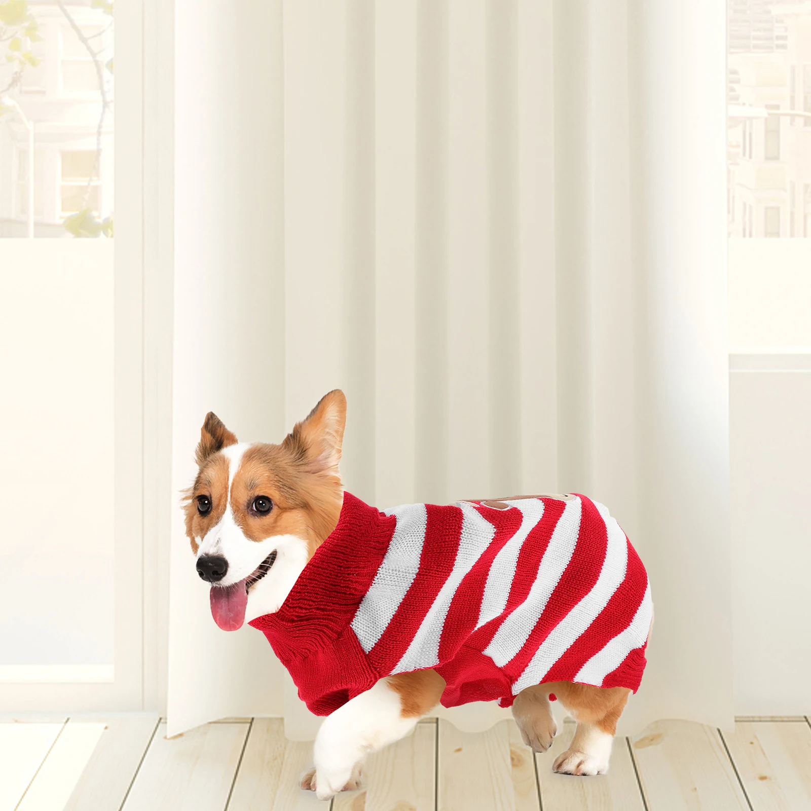 

1Pcs Christmas Dog Vest Pet Clothes Winter Costume Creative Design Smooth Stitching Excellent for Holiday Gatherings Photo