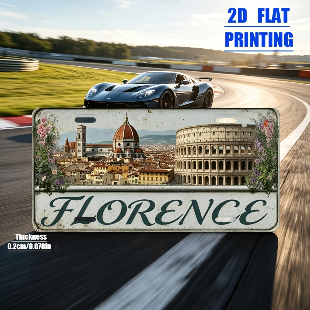 2D Flat, 2D Flat Print, 1pc, Florence Themed Vintage Sign, Decorative License Plate, for Decorative Use Only, Gift for Friends,