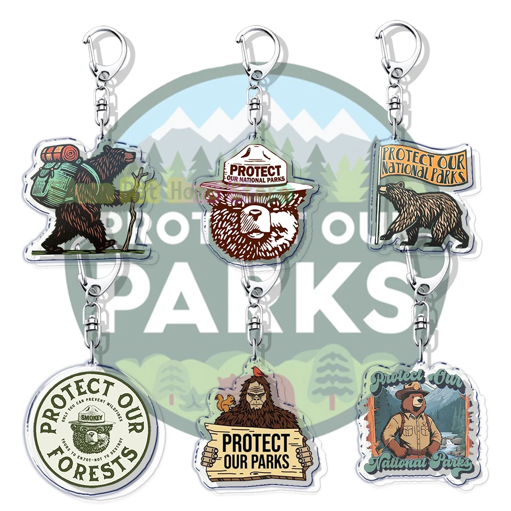 Protect Our Parks National Keyrings for Accessories Bag Key Chain Ring Jewelry Environmentalism Fans Gifts Keychain Llaveros