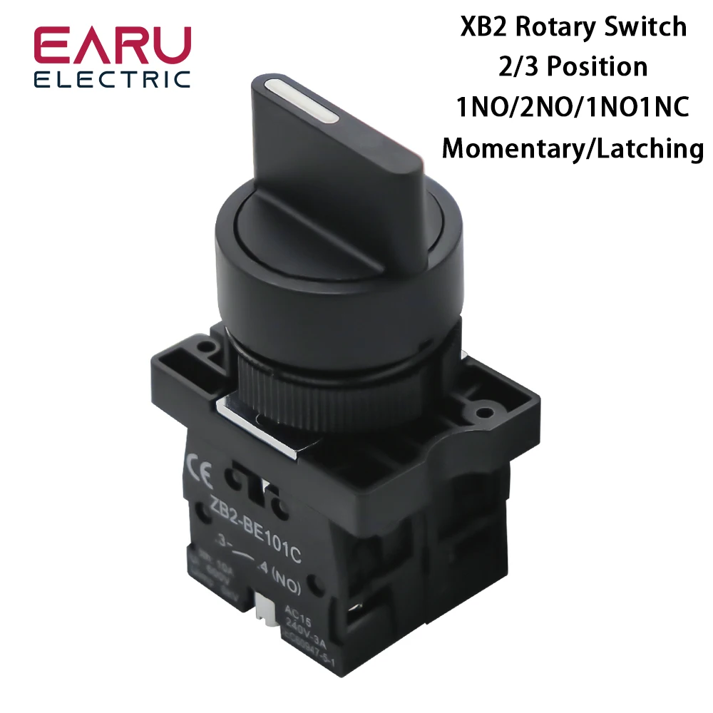 XB2-ED21 XB2-ED25 XB2-ED33 XB2-ED53 2 3 Position 1NO1NC 1NO 2NO Latching Self-Lock Momentary Selector Rotary Push Button Switch