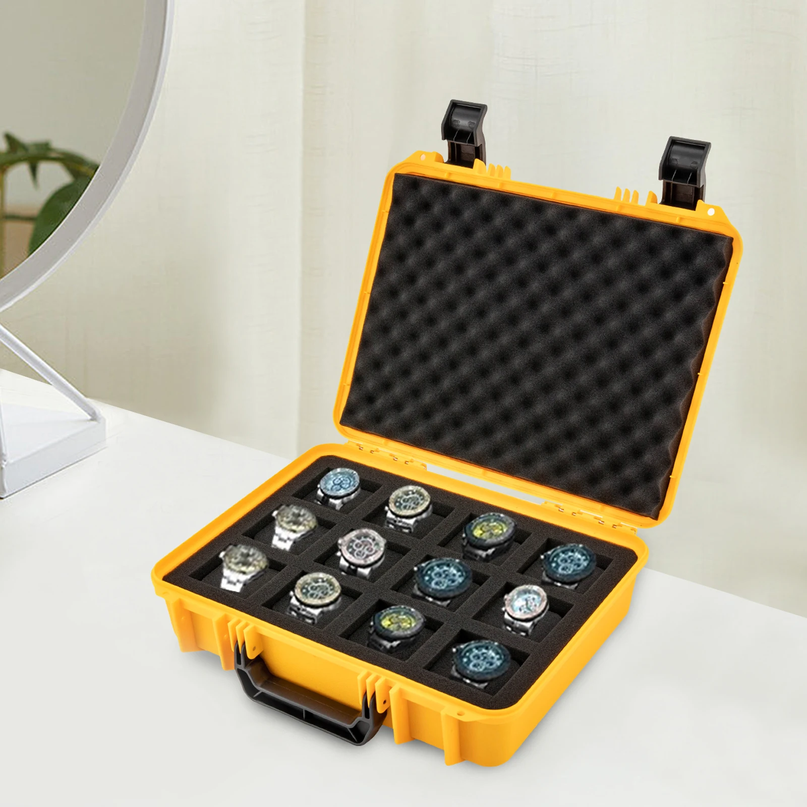 

12 Slots Moisture-Proof Suitcase Display Storage Case Watch Box Display Tool For You Who Love Watches